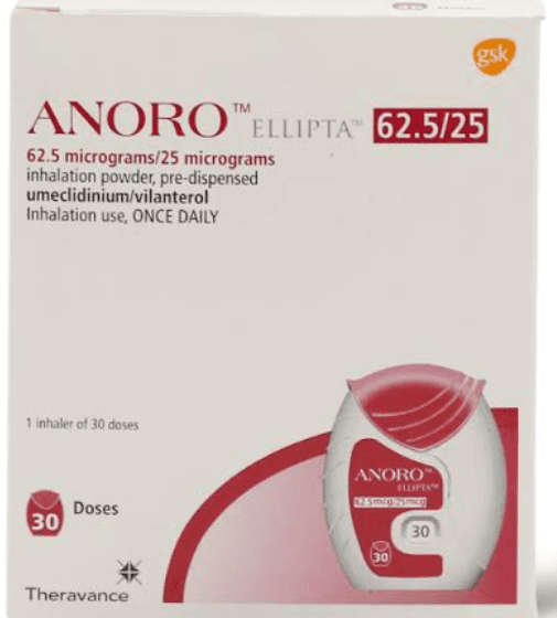 انورو اليبيتا جهاز الاستنشاق 62.5 / 25ميكرو 30 جرعة مقننة